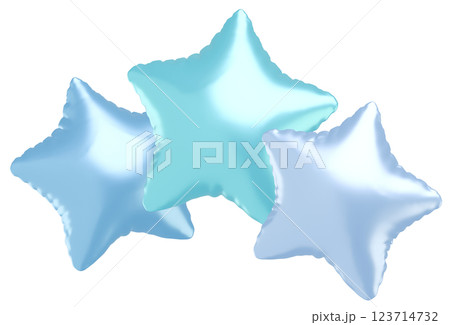 3D画像_星型の風船_水色 123714732
