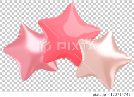 3D画像_星型の風船_ピンク 123714742