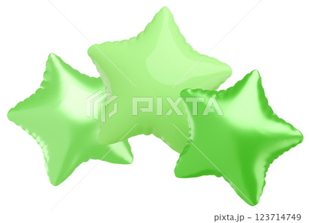 3D画像_星型の風船_緑 3D画像_星型の風船_緑 123714749