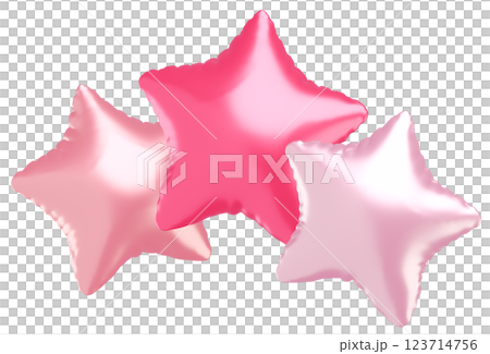 3D画像_星型の風船_ピンク 123714756