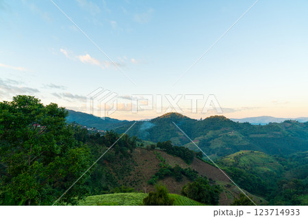 beautiful mountain hill with sky 123714933