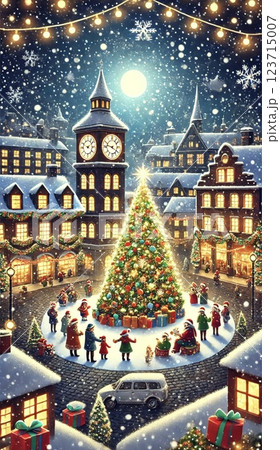 クリスマスイラスト 123715007