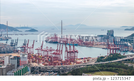 Feb 23 2025 Container Port Infrastructure with Cranes and Waterfront 123715347