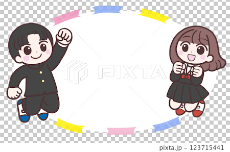 制服を着た学生フレーム 123715441