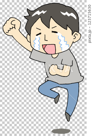 Man crying tears of joy Man crying tears of joy 123715630