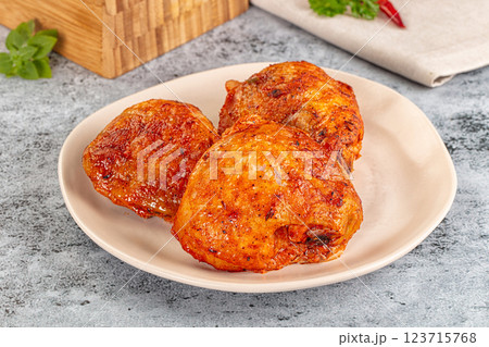 Baked marinated crispy chicken tighs Baked marinated crispy chicken tighs 123715768