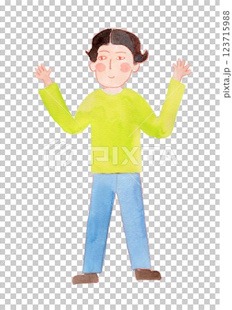 元気な女の子の水彩イラスト 123715988