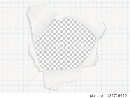 Perforated graph paper background frame, grid, notebook 123716450