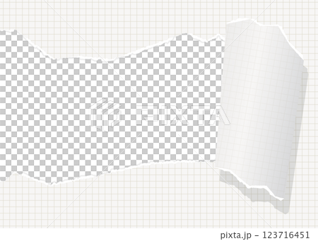 Torn graph paper background frame, grid, notebook 123716451