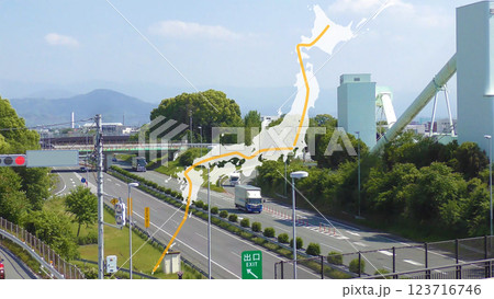 高速道路と日本移動イメージ 高速道路と日本移動イメージ 123716746