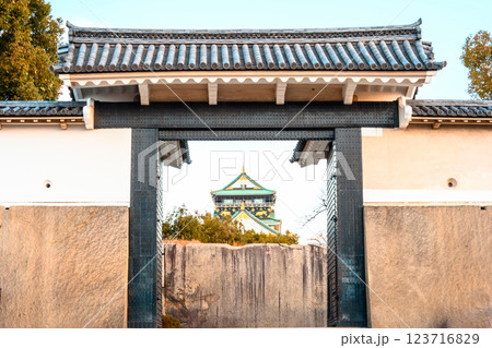 大阪城の桜門 123716829