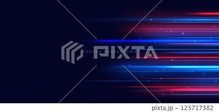 Speed motion movement horizontal light blue and red on drak blue background with sparkle. Hi-speed racer car blue motion concept. Speed motion movement horizontal light blue and red on drak blue background with sparkle. Hi-speed racer car blue motion concept. 123717382