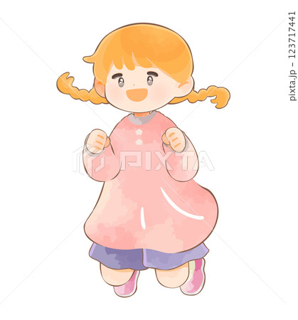 ジャンプする子供　女の子 123717441