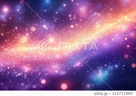 キラキラ輝く光の玉が浮いているカラフルで抽象的な背景 123717605