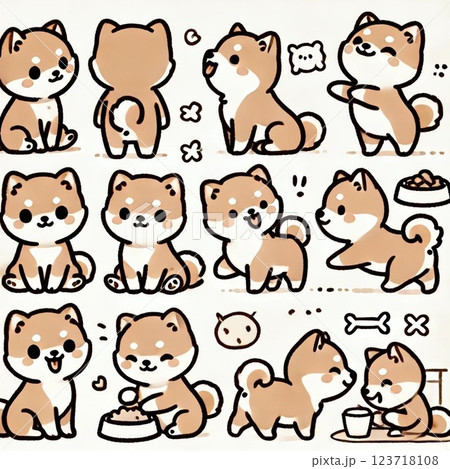 柴犬イラスト 123718108