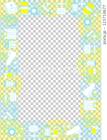 Simple medical equipment item illustration frame_blue yellow border decoration 123718677