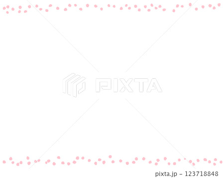 不揃いな手描きのピンク水玉フレーム 123718848