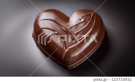 リアルなハート型チョコレートの描写 123718932