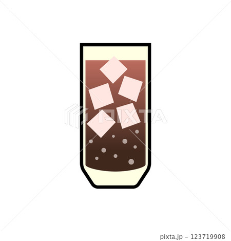 氷が浮かぶアイスコーヒーのシンプルなイラスト 123719908