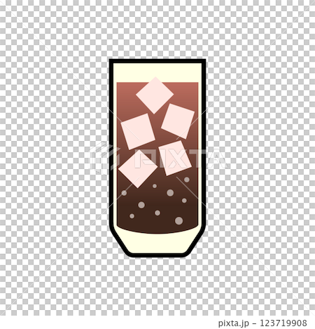氷が浮かぶアイスコーヒーのシンプルなイラスト 123719908