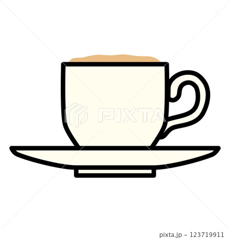 泡がかわいいカプチーノのシンプルなイラスト 123719911