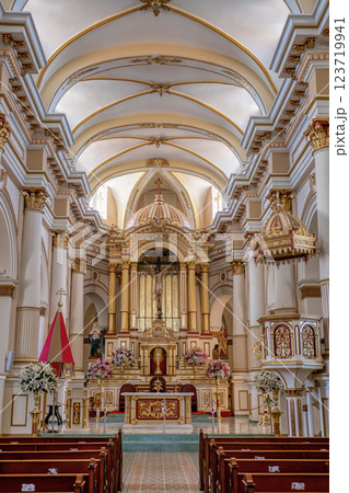 Interior of Church Iglesia de guascas, Guasca, Cundinamarca department, Colombia. 123719941