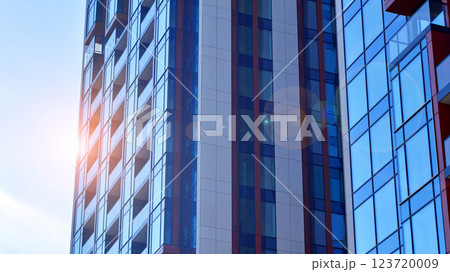 Modern and new apartment building. Multistoried modern, new and stylish living block of flats. Modern and new apartment building. Multistoried modern, new and stylish living block of flats. 123720009