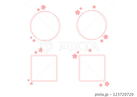 桜の花びらをあしらった線画フレームのセット 桜の花びらをあしらった線画フレームのセット 123720720