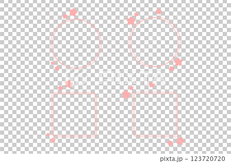 桜の花びらをあしらった線画フレームのセット 桜の花びらをあしらった線画フレームのセット 123720720