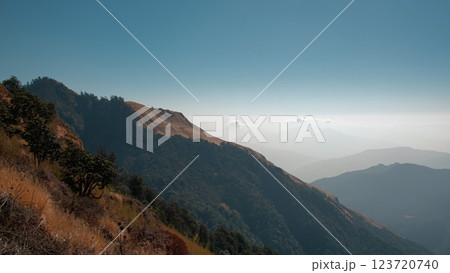 Ghorepani day trek showcases stunning vistas of Nepal's Annapurna region, pan 123720740