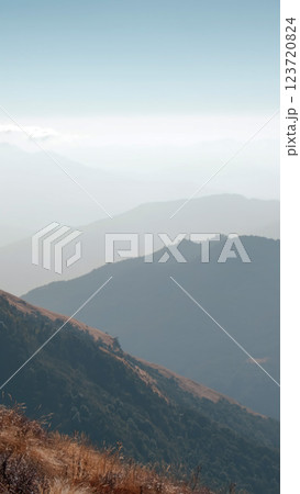 Stunning mountain views and serene landscapes of Ghorepani in Nepal, pan Stunning mountain views and serene landscapes of Ghorepani in Nepal, pan 123720824