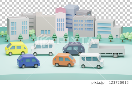 城市裡奔跑的各種汽車 123720913