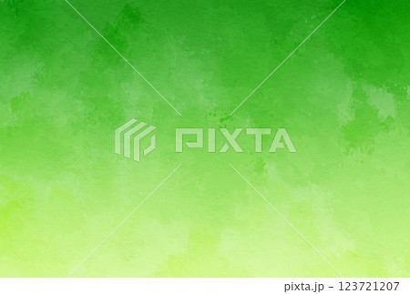 爽やかな緑のグラデーションの水彩背景　テクスチャ素材　グリーン　黄緑 123721207