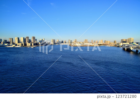 レインボーブリッジから見る晴海埠頭 築地市場方面 123721280