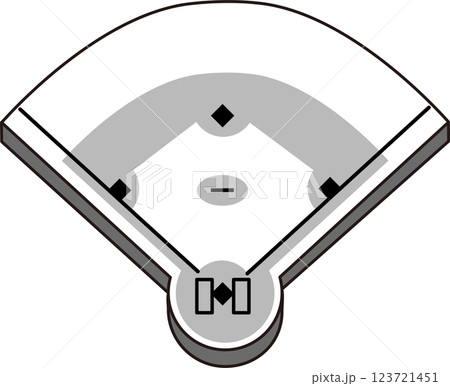 スタジアム_野球場_モノクロ 123721451