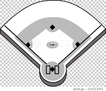 スタジアム_野球場_モノクロ 123721451
