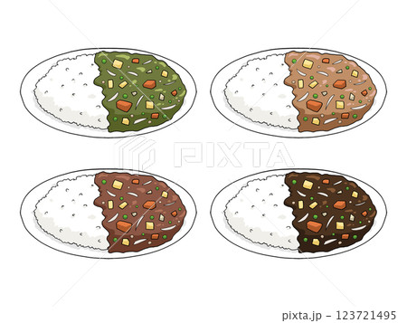 カレーライス4種のイラストセット カレーライス4種のイラストセット 123721495