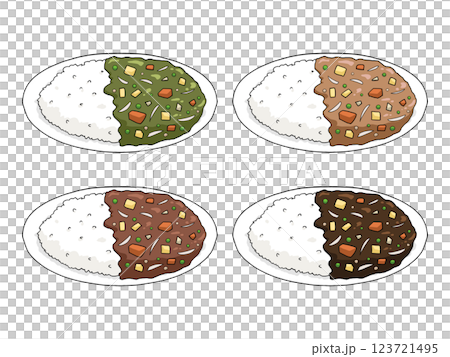 カレーライス4種のイラストセット カレーライス4種のイラストセット 123721495