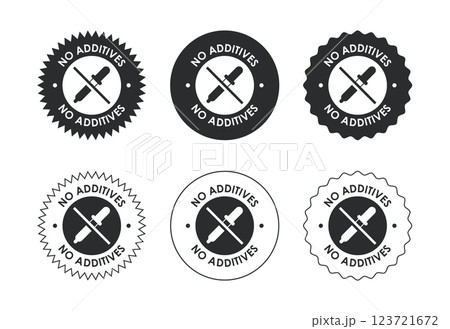 Additives free icon design illustration. No additives symbol for food packaging Additives free icon design illustration. No additives symbol for food packaging 123721672