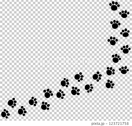 かわいいペットの犬や猫が歩いた動物の肉球イラスト 123721758