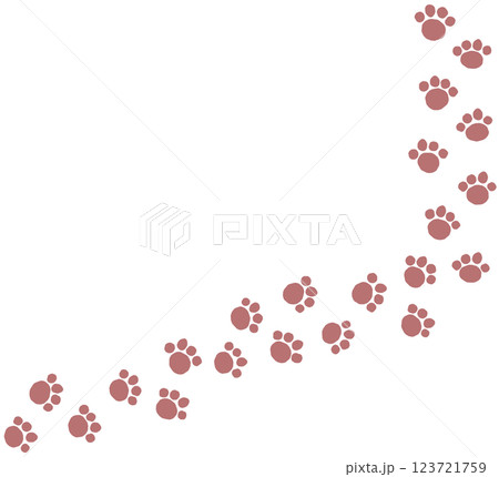 かわいいペットの犬や猫が歩いた動物の肉球イラスト 123721759