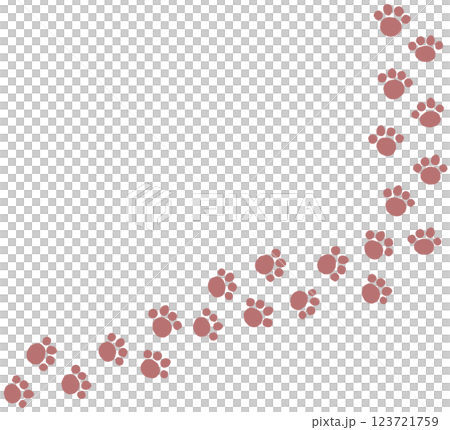 かわいいペットの犬や猫が歩いた動物の肉球イラスト 123721759