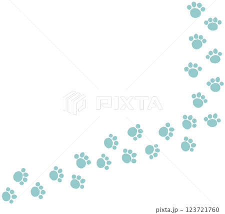 かわいいペットの犬や猫が歩いた動物の肉球イラスト 123721760