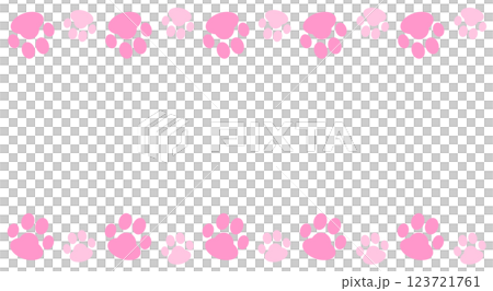 かわいいペットの犬や猫が歩いた動物の肉球イラスト 123721761