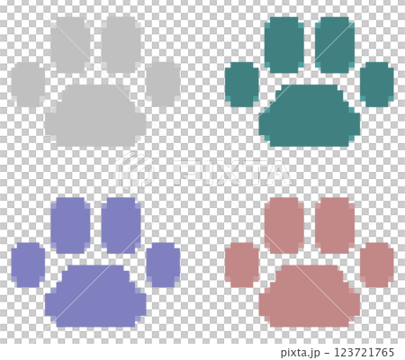 かわいいペットの犬や猫が歩いた動物の肉球イラスト 123721765