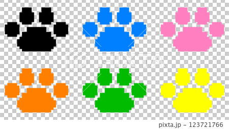 かわいいペットの犬や猫が歩いた動物の肉球イラスト 123721766