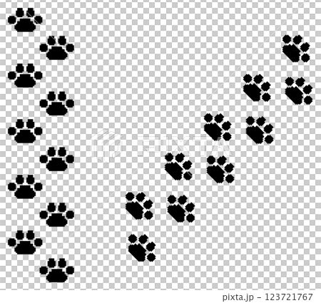かわいいペットの犬や猫が歩いた動物の肉球イラスト 123721767