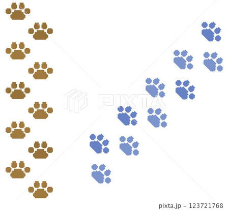 かわいいペットの犬や猫が歩いた動物の肉球イラスト 123721768