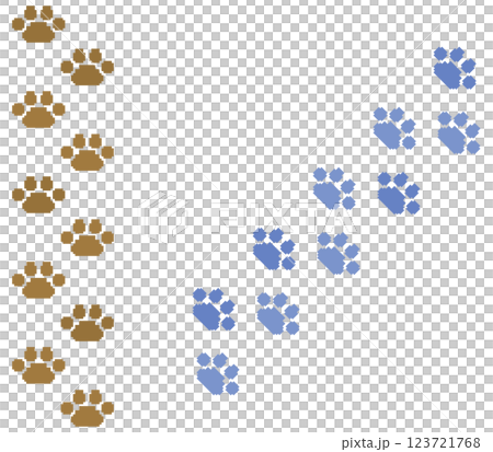 かわいいペットの犬や猫が歩いた動物の肉球イラスト 123721768