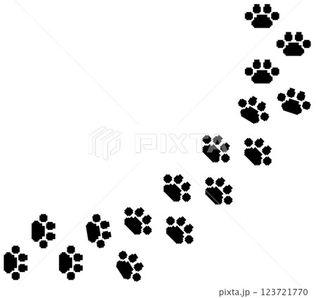 かわいいペットの犬や猫が歩いた動物の肉球イラスト 123721770